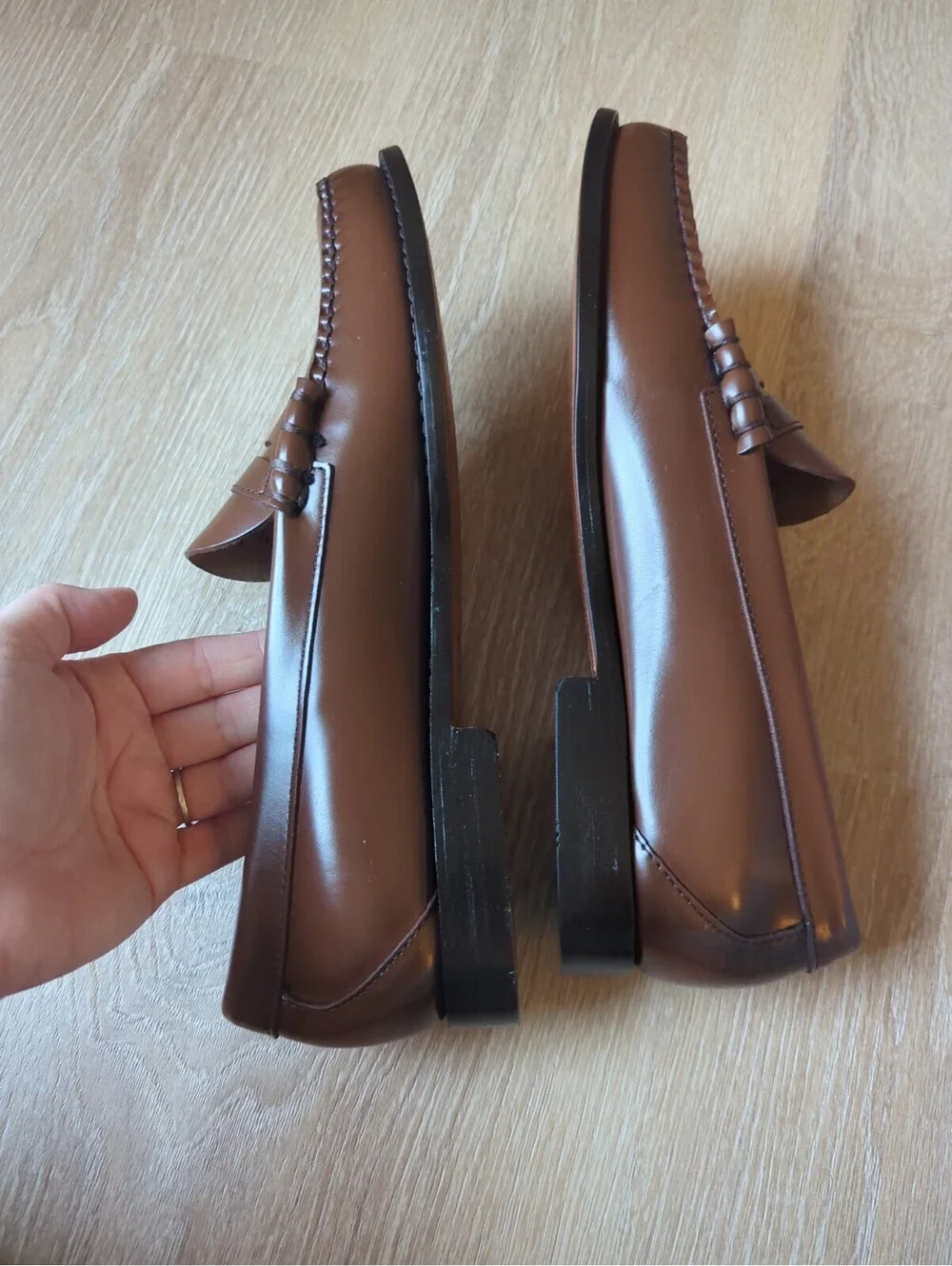 G.H.Bass Men’s Larson Weejun Penny Loafers Polished  Brown Sz11D New